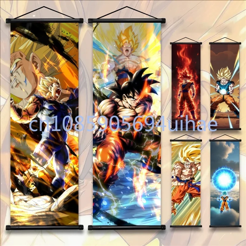 

Dragon Ball Z Hanging Paintings Room Decorative Poster Hot Blooded Anime Saiyan Scrolls Picture Gotenks Vegeta Cartoon Wall Art