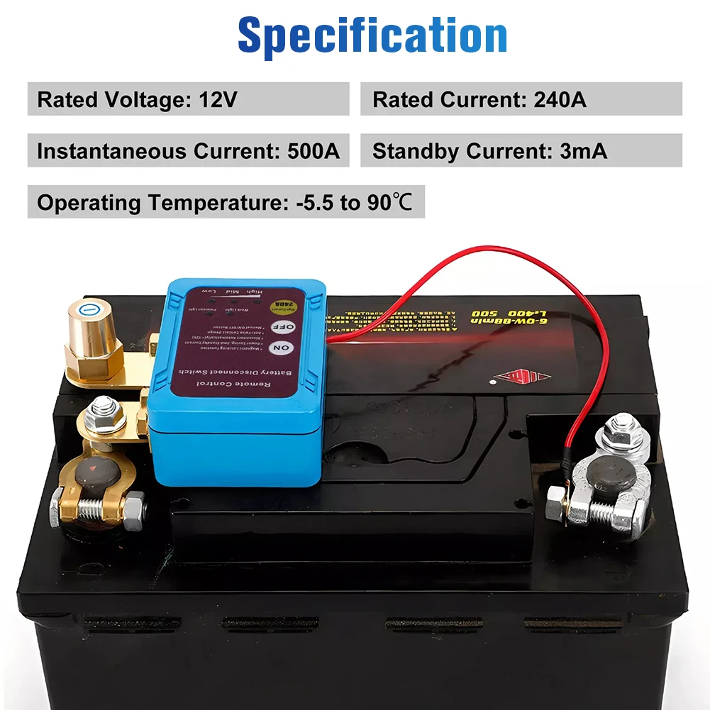 

12V/240A Wireless Dual Remote Low Voltage Protect Car Battery Disconnect Relay Multi-Purpose for Boats RVs Trailers Motorcycles
