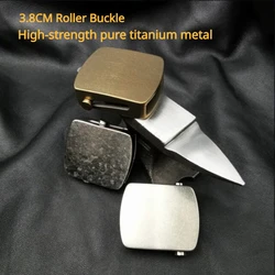 3.8cm Pure Titanium Roller Automatic Buckle Leather Belt Nylon Straps Outdoor Tactical Belts High Strength Anti-Allergic Buckles
