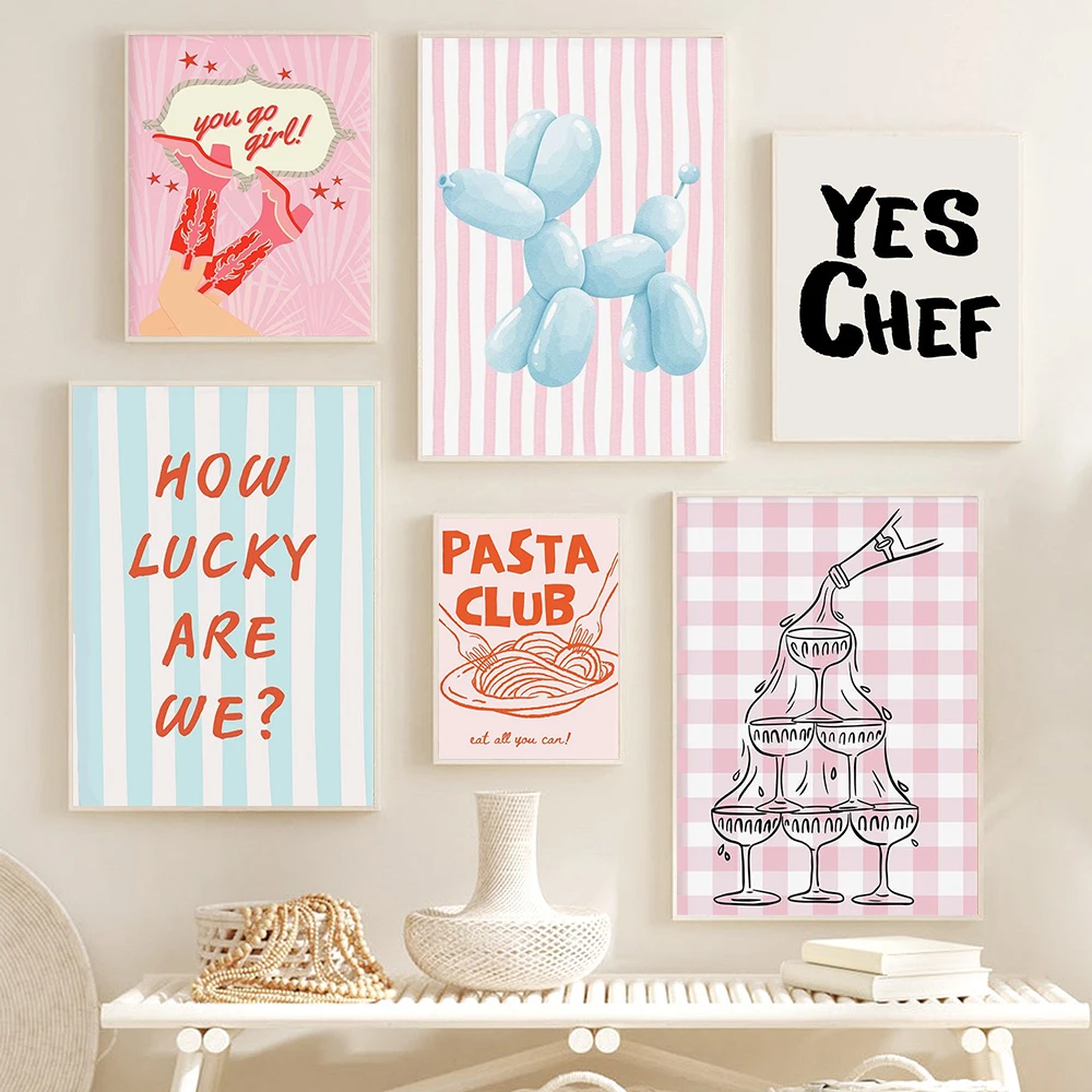 

Maximalist Gallery Wall Art Print Trendy Aesthetic Girly Dopamine Decor College Room Preppy Poster Color Quotes Canvas Painting