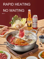 COOKER KING Double-Flavor Hot Pot Thickened 304 Stainless Steel Hotpot Pot Large Capacity Used For Household Induction Cooker