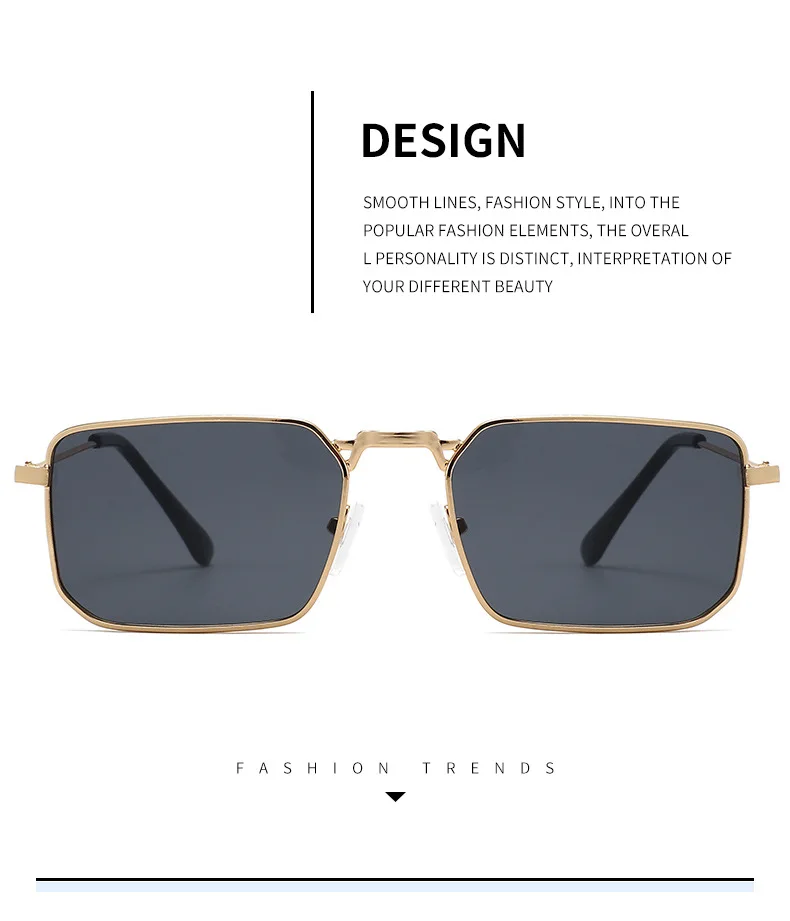 Hohe Qualität Rechteck Sonnenbrille Frauen Metall Rahmen Gläser Vintage Marke Quadrat Sonnenbrille für Männer Shades Weibliche Brillen – Detail 4