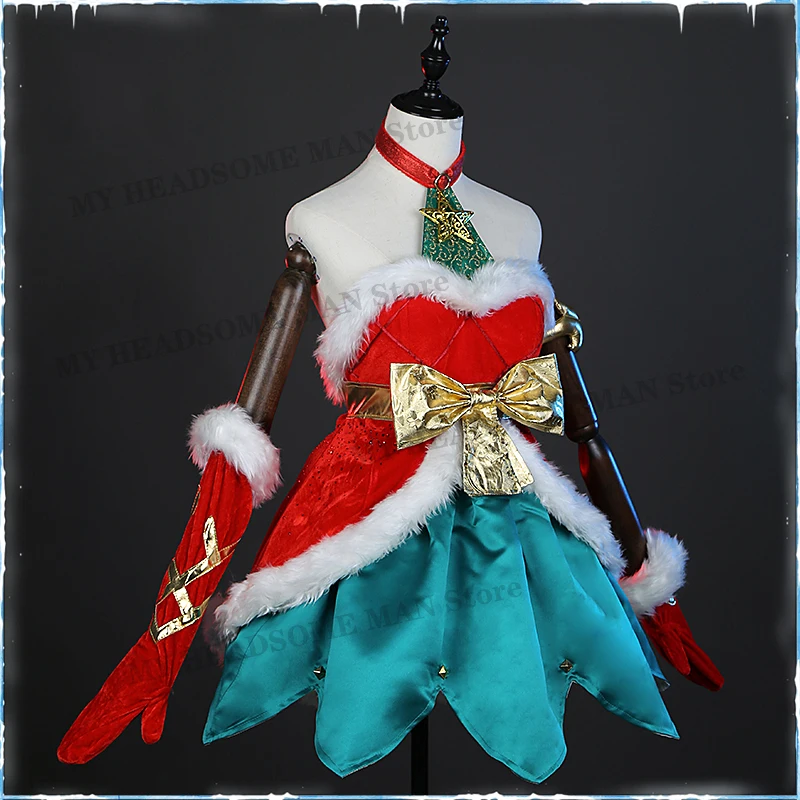 PRE-SALE Game LOL Jinx Cosplay Costume Snow Festival Christmas Jinx Dress for Female Halloween Costumes