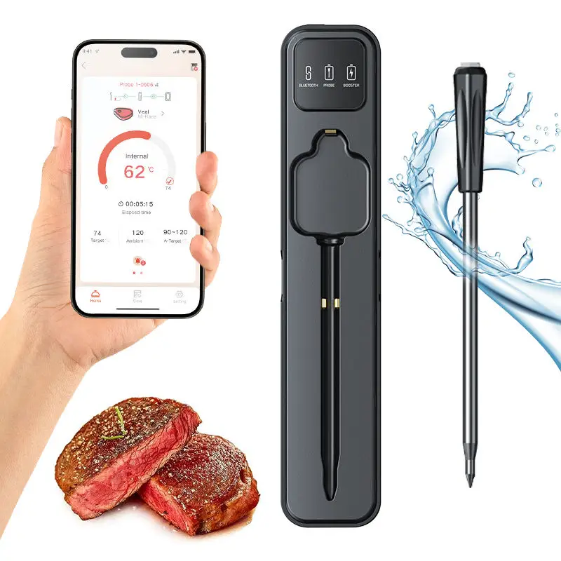 Meat Thermometer Wireless Bluetooth Kitchen Thermometer Digital Water-proof Probe Support APP Real Time Monitoring