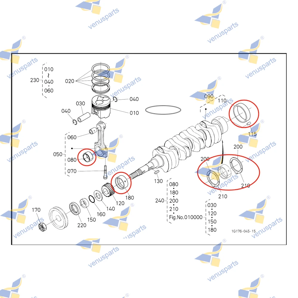 For Kubota V2003 V2003M Overhaul Rebuild Kit Piston Rings Cylinder Liner Full Gasket Set Main Bearing Repair Engine Parts