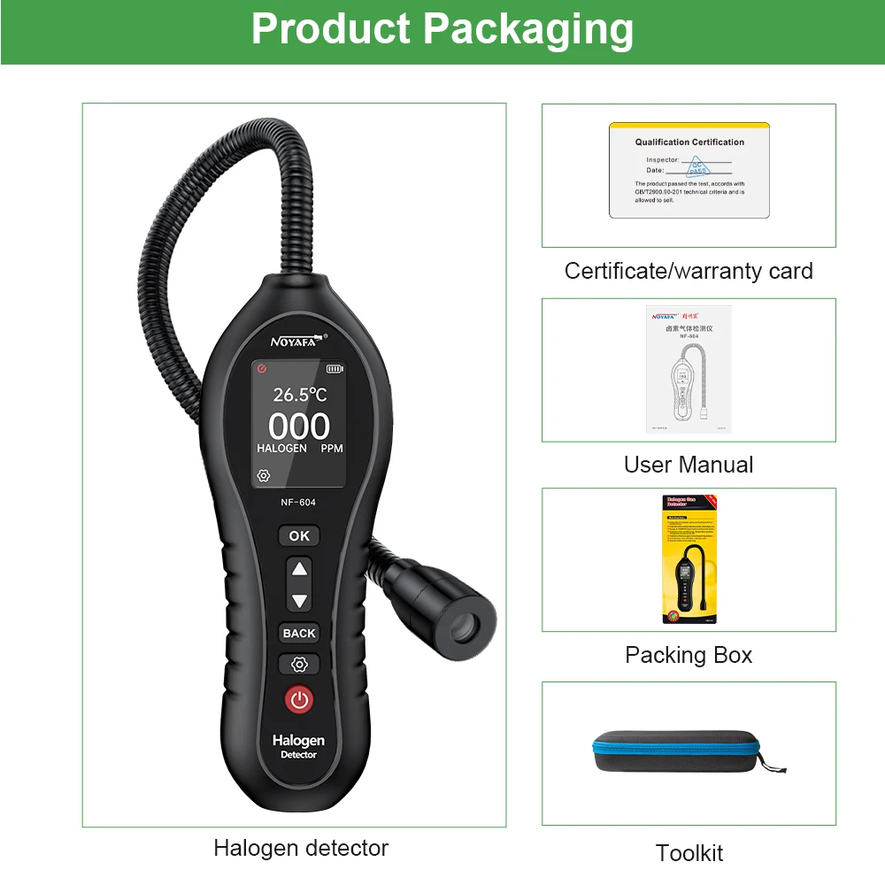 NOYASA NF-604 Halogendetektor, geeignet für die Erkennung verschiedener Halogenengas, präzise Leckagepunkte