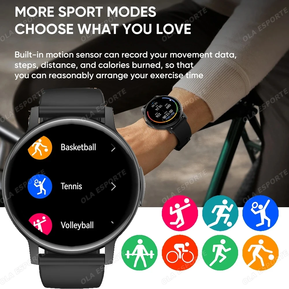 Smart Watch Men Women Heart Rate Custom Dial Boold Pressure Sport Waterproof Bluetooth Call Smartwatch 2024 Full Touch Bracelet