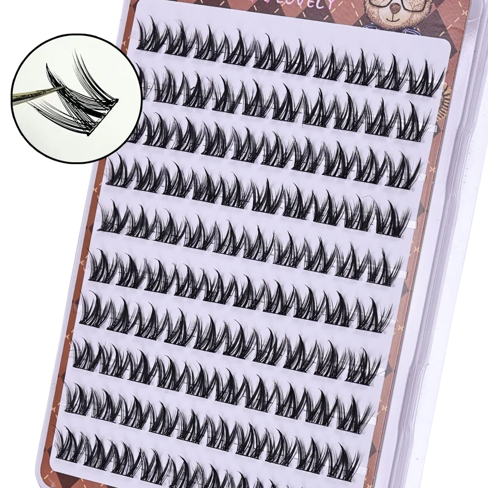 Pestañas postizas autoadhesivas sin pegamento Voluminosas Esponjosas Gruesas Naturales Rizado Forma W Girasol Extensión de pestañas DIY Ojos Manga 5