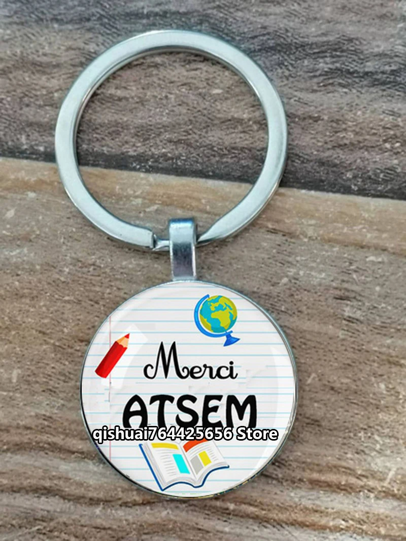 Keychain Keychain Thanks Atsem Keychain Verre Porte - CléS Badge Joyeuses FêTes Cadeaux IdéEs Cadeaux Atsem