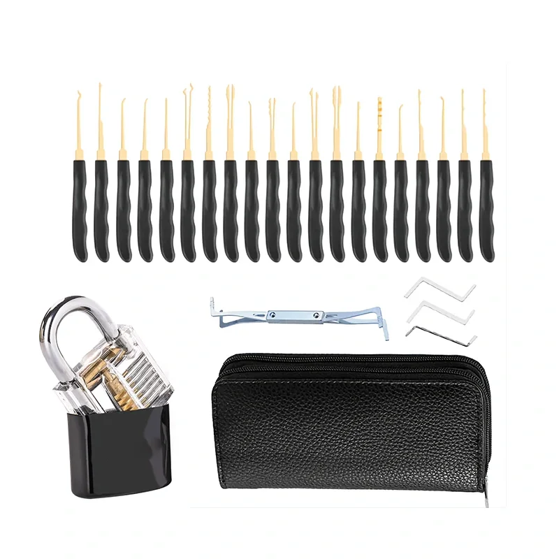 

26PCS Lock Picks Training Tool Transparent Practice Padlock Set Locksmith Tool