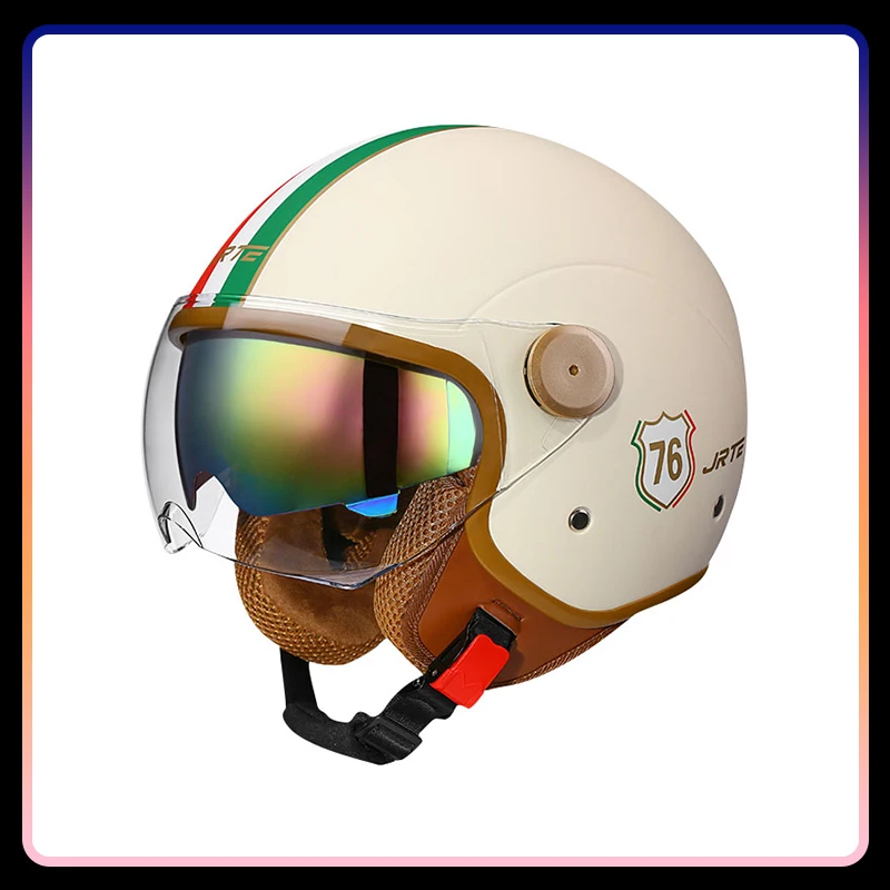 

Retro TT&CO Open Face Motorcycle Helmets Daul Lens DOT ECE Double Visors Jet Moto Helmet Electric Scooter Motorbike Half Helmet