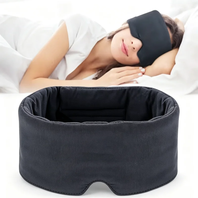 Full Coverage Sleeping Eye Mask Modal Cotton Breathable Light Blocking Blindfold Wide Strap 2 In 1 Eye Cover For Travel Bedroom
