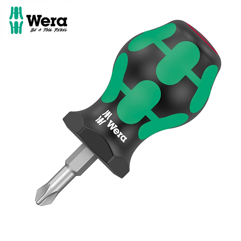 Wera 05008851001 PH2x25 Turnip Head Cross Shaped Maintenance Screwdriver  Compact Design Long Service Life Anti Roll Design