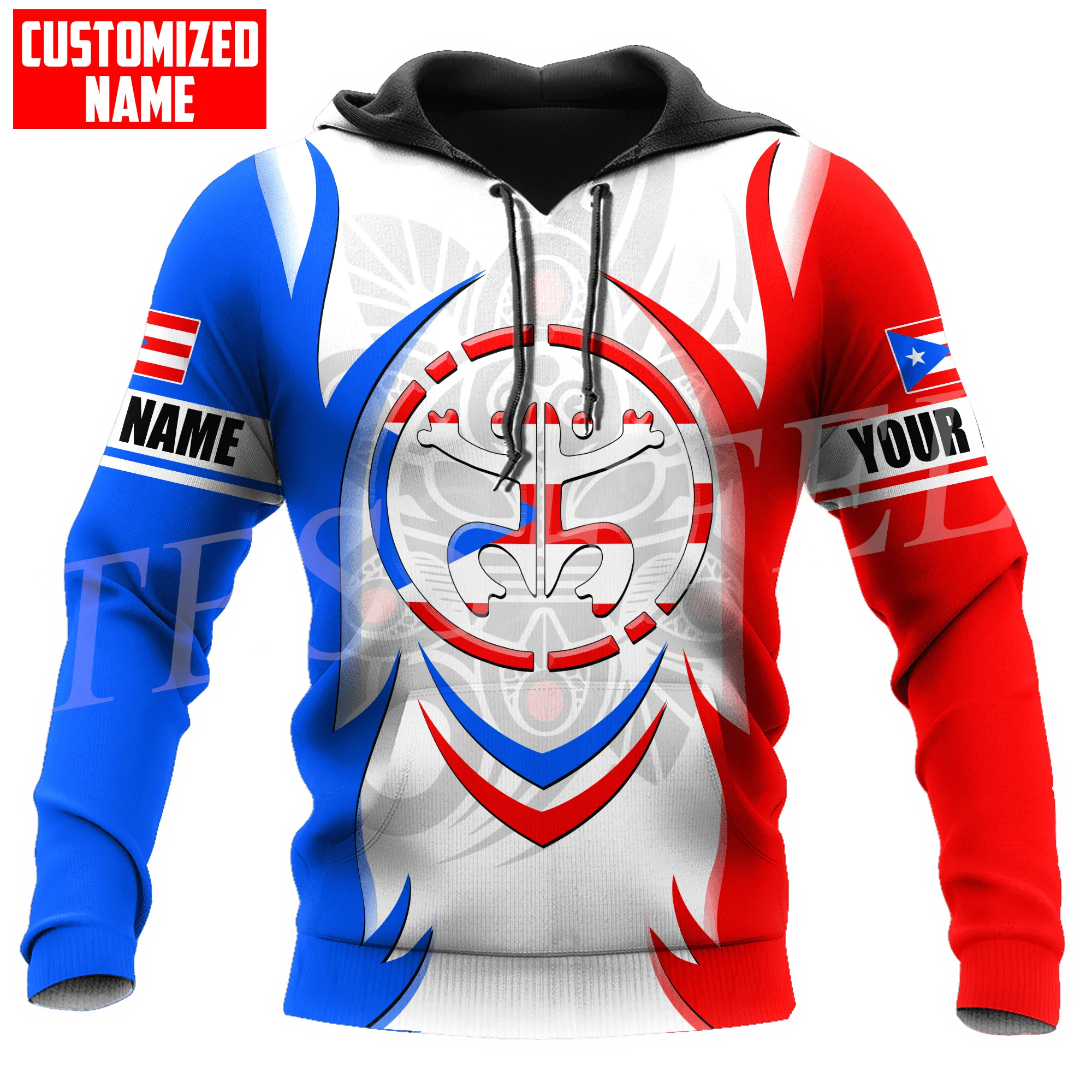 

Custom Name Country Puerto Rico Boricua Taino Caribbean Sea Tattoo Retro 3DPrint Harajuku Casual Funny Pullover Jacket Hoodies G