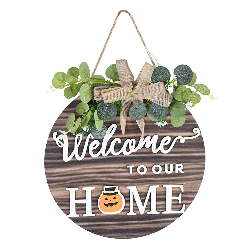 

Wooden Welcome Art Plaques Sign Wood Front Door Sign Rustic Wedding Party Wall Hanging Ornaments for Home Living Room Decoration