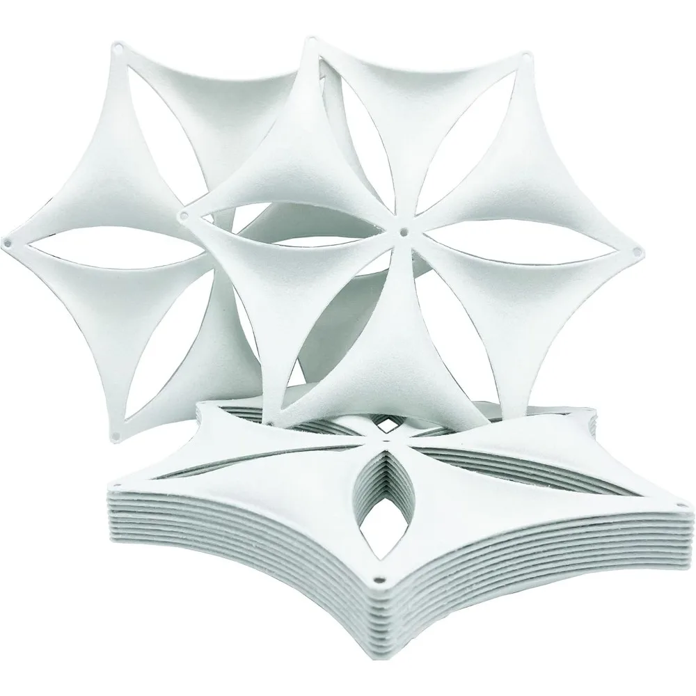 White 3D Flower Hanging Room Divider Panel, Felt Fiber Surface, High Density Polyester Board, Home Decor (12 Pcs)