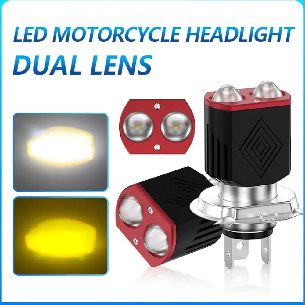 Dual Lens Motorcycle Headlight H4 H6/BA20D 12-80V Led Motorcycle Headlight Waterproof Electric Motorcycle High/low Beam