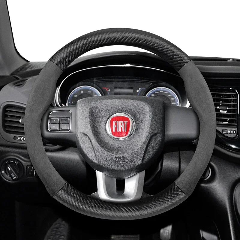 

Для FIAT замшевый чехол на руль из углеродного волокна подходит для 500 Grande Punto Panda Ducato Tipo Stilo Argo Bravo Palio Toro UNO Doblonim