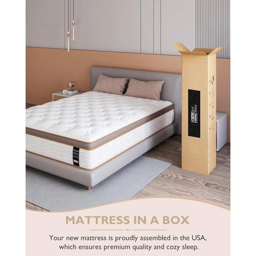 Mattress - Boxed 14 Inch Mixed Mattress - Independently Packaged Coils for Stress Relief and Exercise Isolation Matress