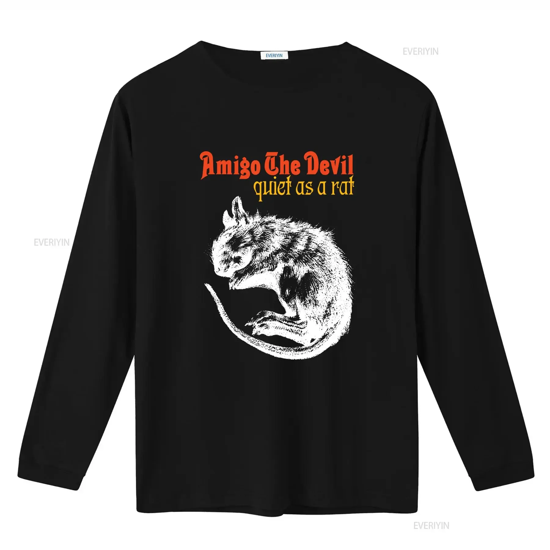 Amigo The Devil Rat Quiet As A Cotton Black T Shirt All Size  vintage Washed Stretched Slightly Top For Everyday Wear