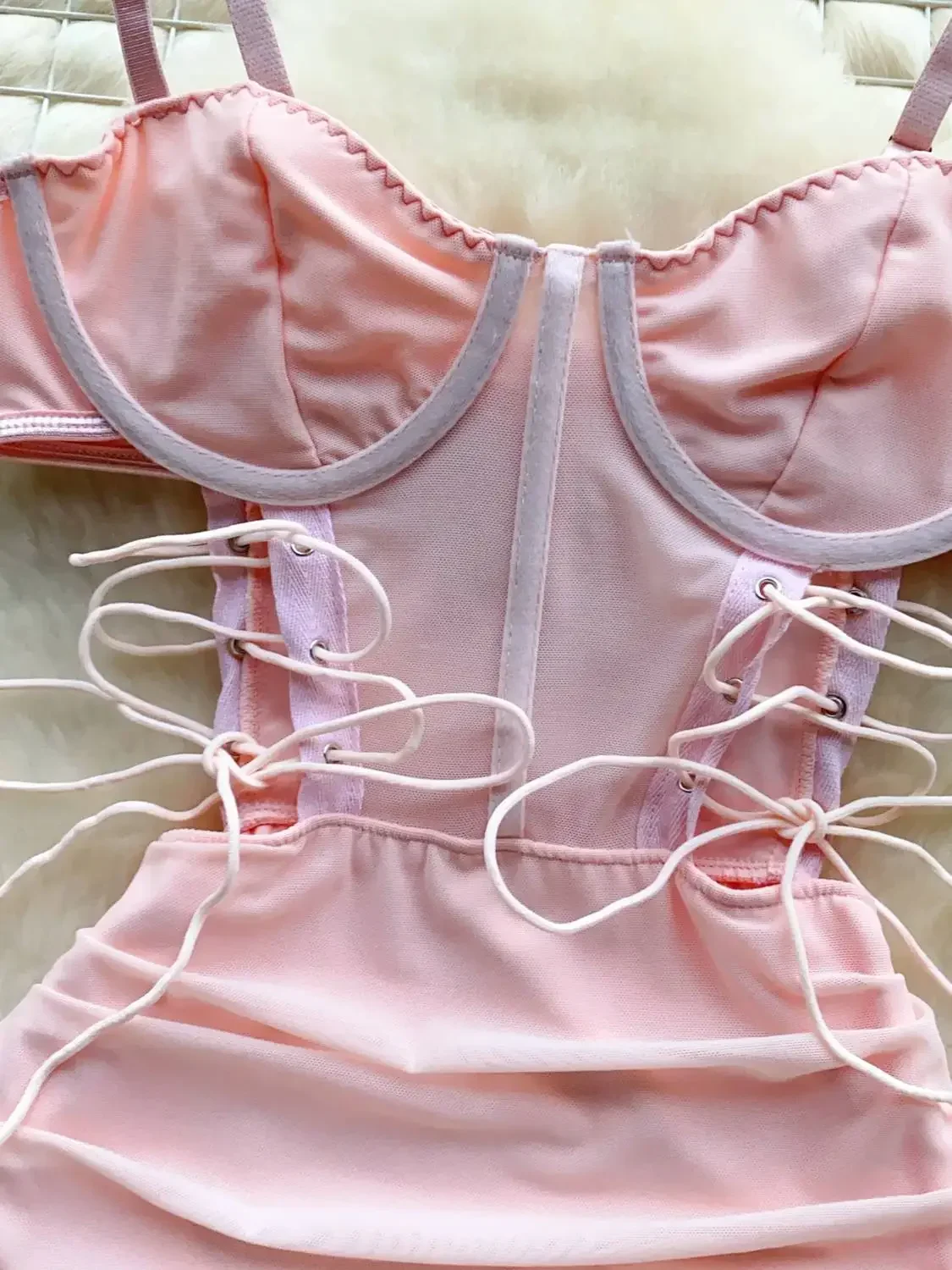 Foamlina Ins Sexy Hollow Out Sling Dress with Exposed Waist Bandage Pleated Slim Fit Bodyocn Girl's Photo Date Short Dress