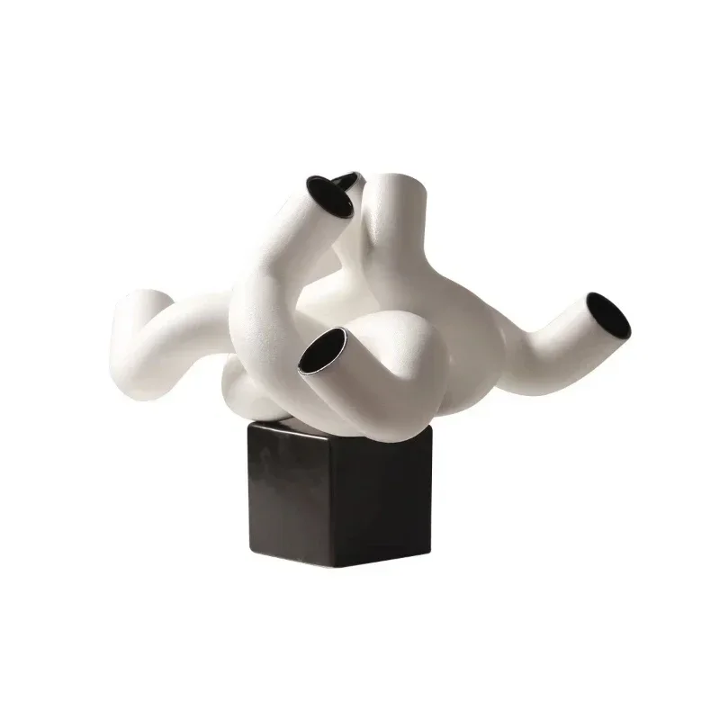 Modern simple geometric ceramic vase home model room abstract flower ware soft decoration sculpture jewelry ornament
