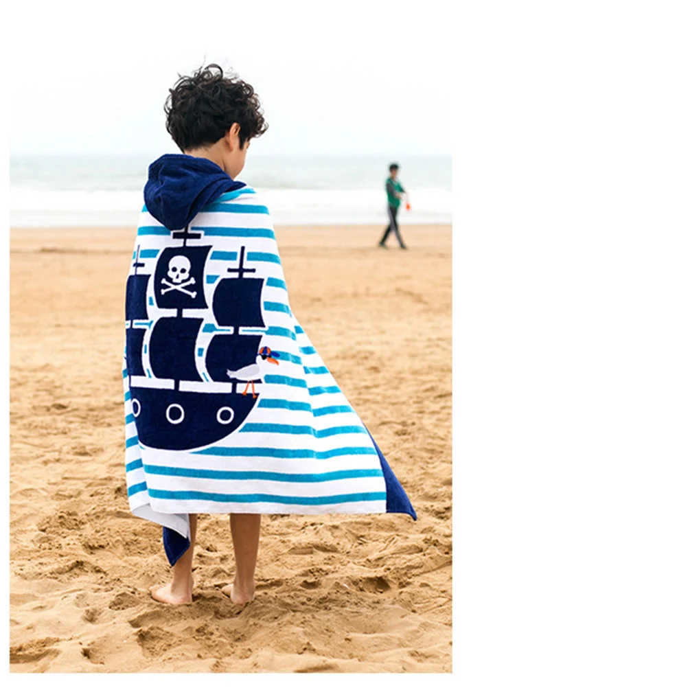 Asciugamano con cappuccio Bambini Bambini Bagno grande in cotone Avvolgimento da spiaggia ad asciugatura rapida Accappatoio con cappuccio per bambini Grafica dei cartoni animati