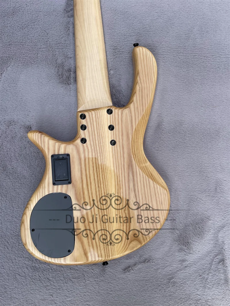 5 Strings Bass Guitar deOl Bass Maple Neck ASH Wood Body Brul Wood Top Black Bridge Active Battery Black Tuners