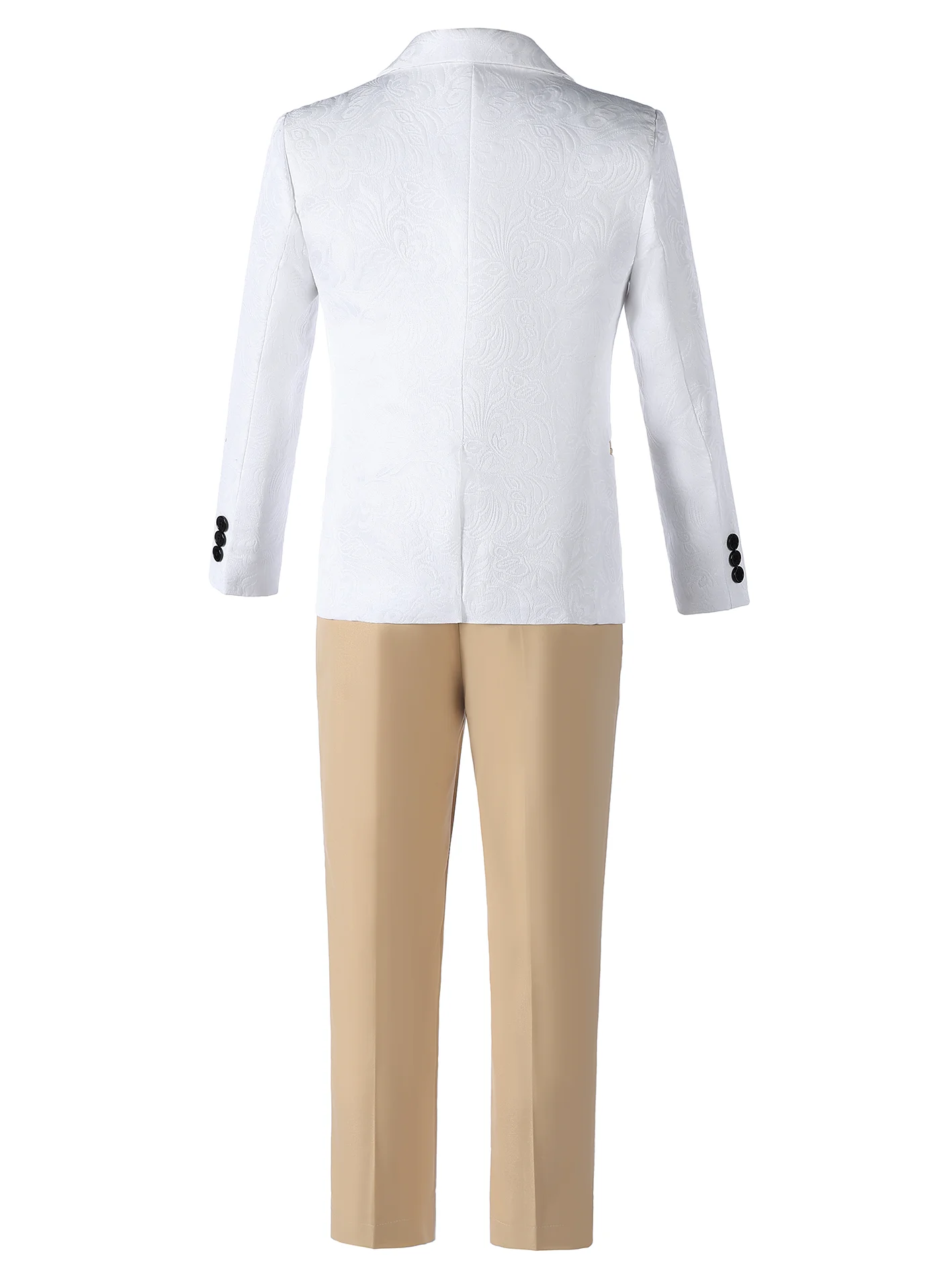 Boy's 3 Piece Peak Lapel Suit Set Blazer Vest Pants Wrinkle Free Polyester Rayon Tuxedo Size 5-16Y