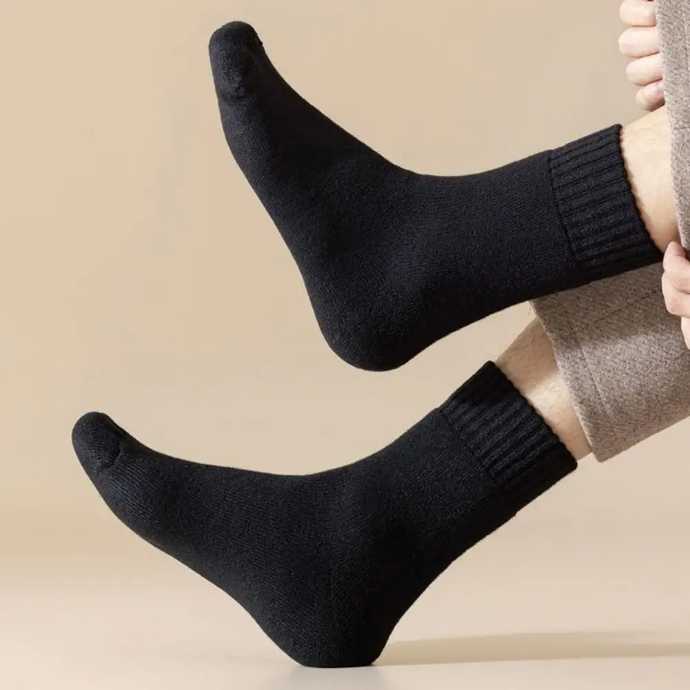 

Дышащие носки до щиколотки, уютные мужские термоноски на флисовой подкладке, зимние толстые шерстяные носки до середины икры, теплые осенне-зимние носки