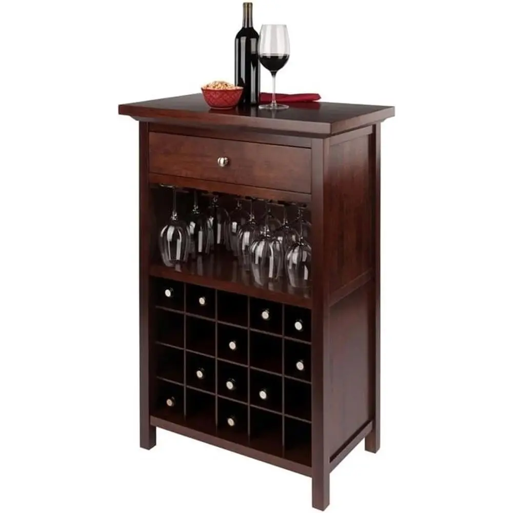 

Transitional Solid Wood Wine Cabinet in Antique Walnut