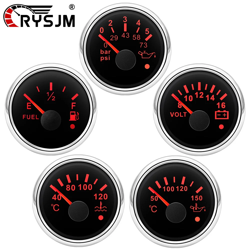 

2‘’ 52mm 240-33 ohm / 0-190 ohm Car Marine Boat Gauge Oil Pressure Fuel Level Water Temperature 12V24V Voltmeter Car Accessories