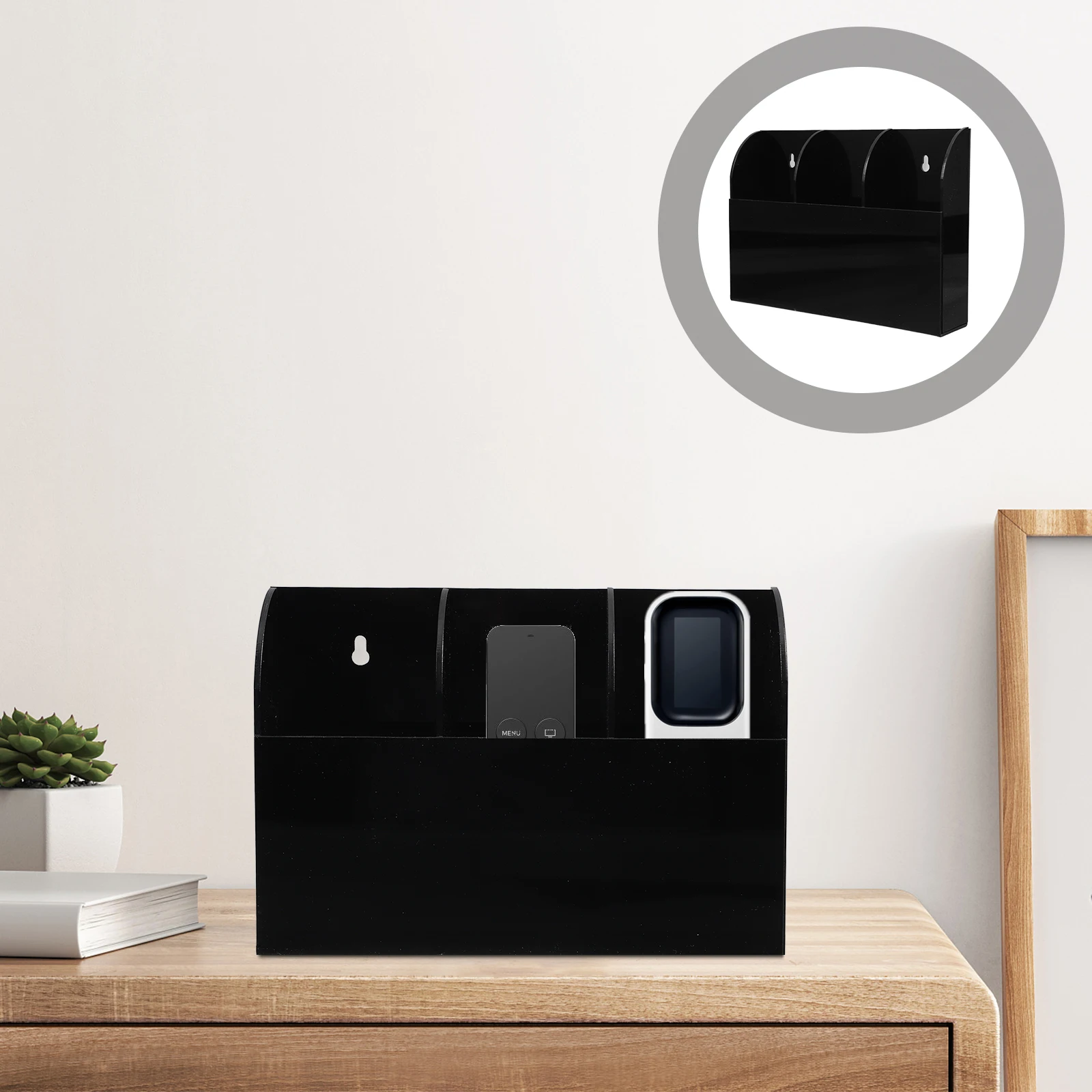

Remote Controller Holder Mount Storage Box Acrylic Organizer For Living Room Space Saving Remote Wall Case Pre-Drilled Holes