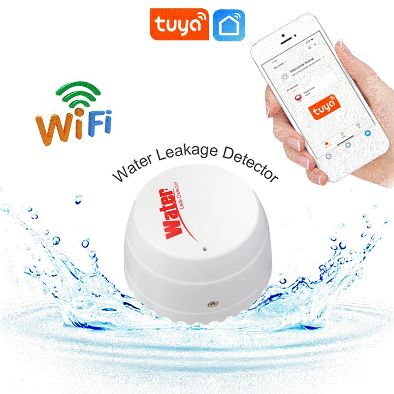 

Wi-Fi датчик утечки воды TUYA, сенсор для обнаружения протечек, резервуар для воды, умное управление через приложение, удаленный мониторинг для умного дома