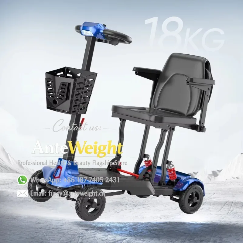 Durable Electric Auto Fold Wireless Remote Control Mobility Scooter All Terrain Suitable 200w Brushless Motor Mobility Scooter