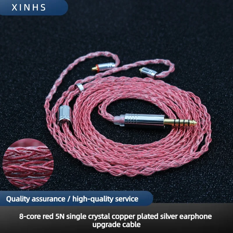 XINHS 8Core 5N OCC Silver Plated Red Cable Headphone Upgrade Cable Recessed 2PIN QDC MMCX Suitable For TRI Starsea Moondop