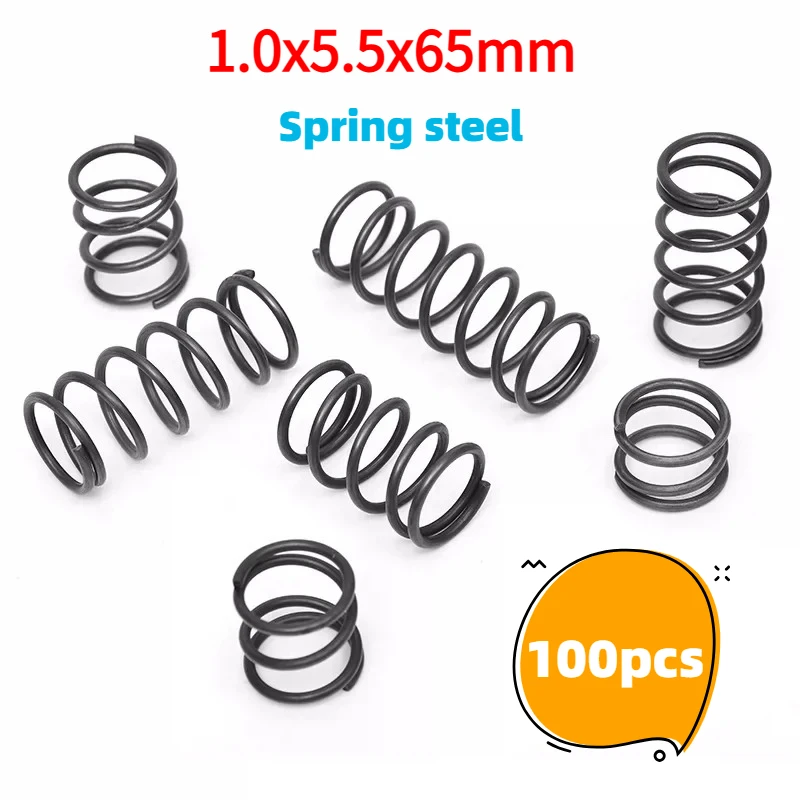 100pcs 1.0x5.5x65mm spring steel compression springs，Custom sizes of any dimension are available