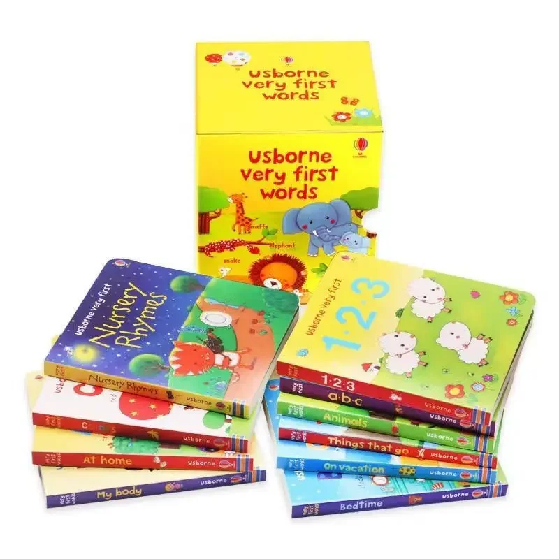 10 Books/Set USborne Very First Words Board Book Educational Toys for Children English Books for Children Baby English Books