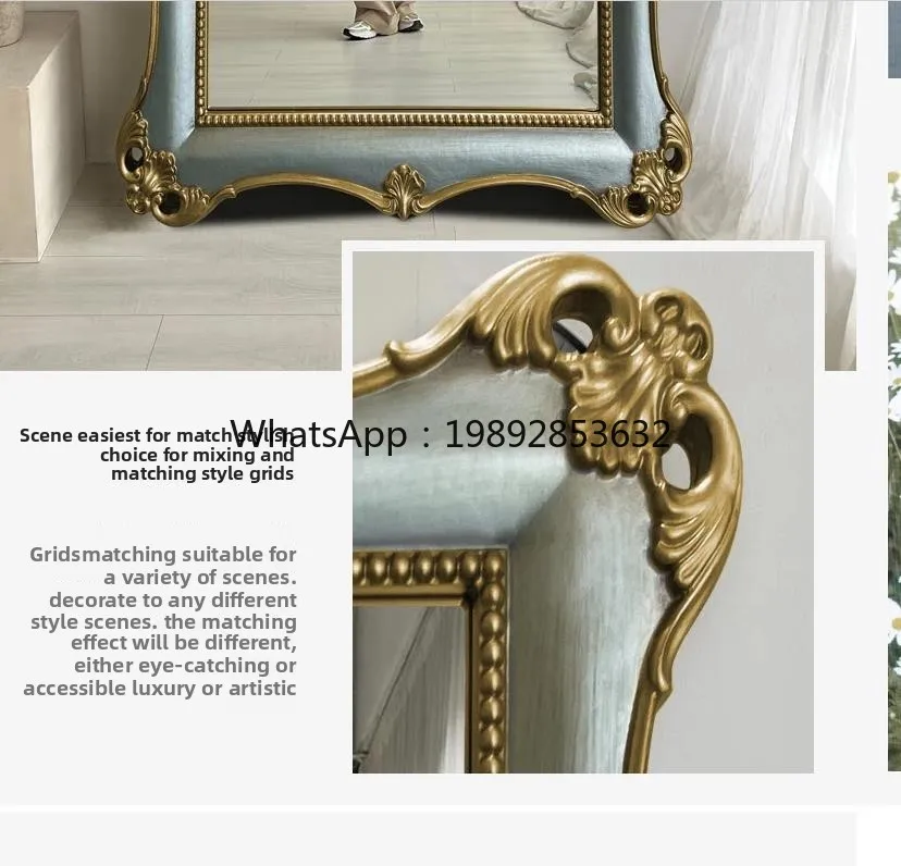 

ZK French retro full-body mirror American classical full-length mirror high-end home floor mirror clothing store wall hanging