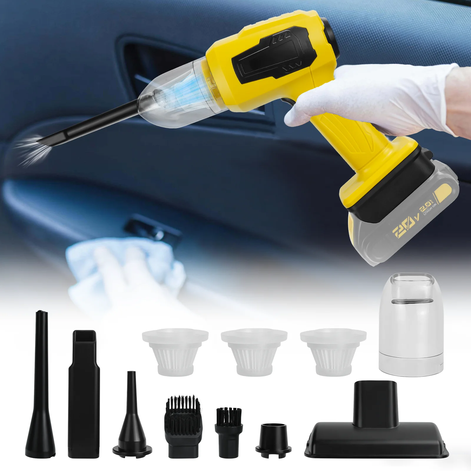 

Handheld Car Vacuum Cleaner Cordless for Dewalt 20V Battery with Multi-Nozzles 2-In-1 Vacuum Cleaner and Air Duster (No Battery)