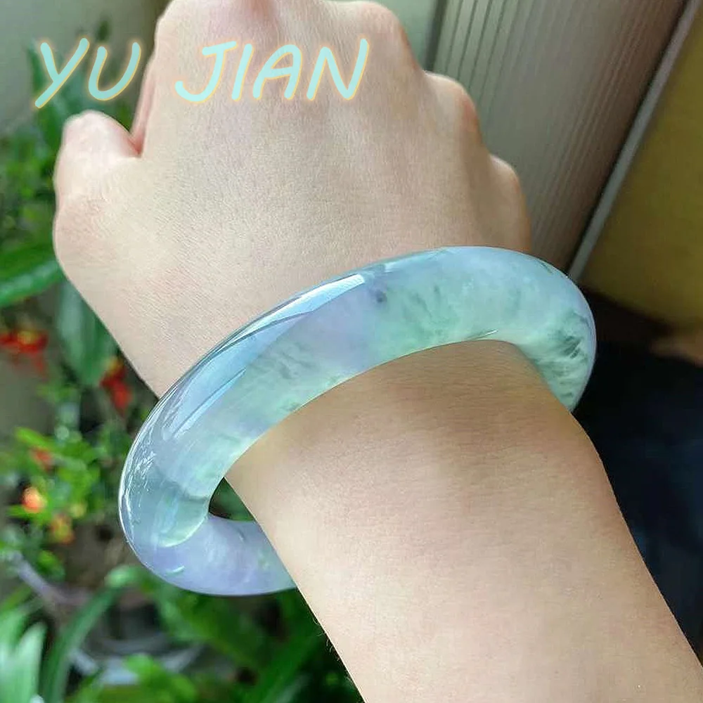 Original Ecology Pattern Color Natural Emerald Bangle High Ice Floating Flower Jadeite Handring A Gared Jade Bracelet Jewelry