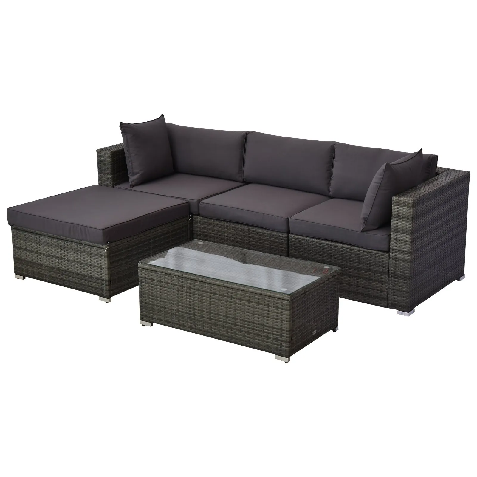 

5 Piece Outdoor Patio Garden Porch Furniture Sectional Sofa Set Couch and Table