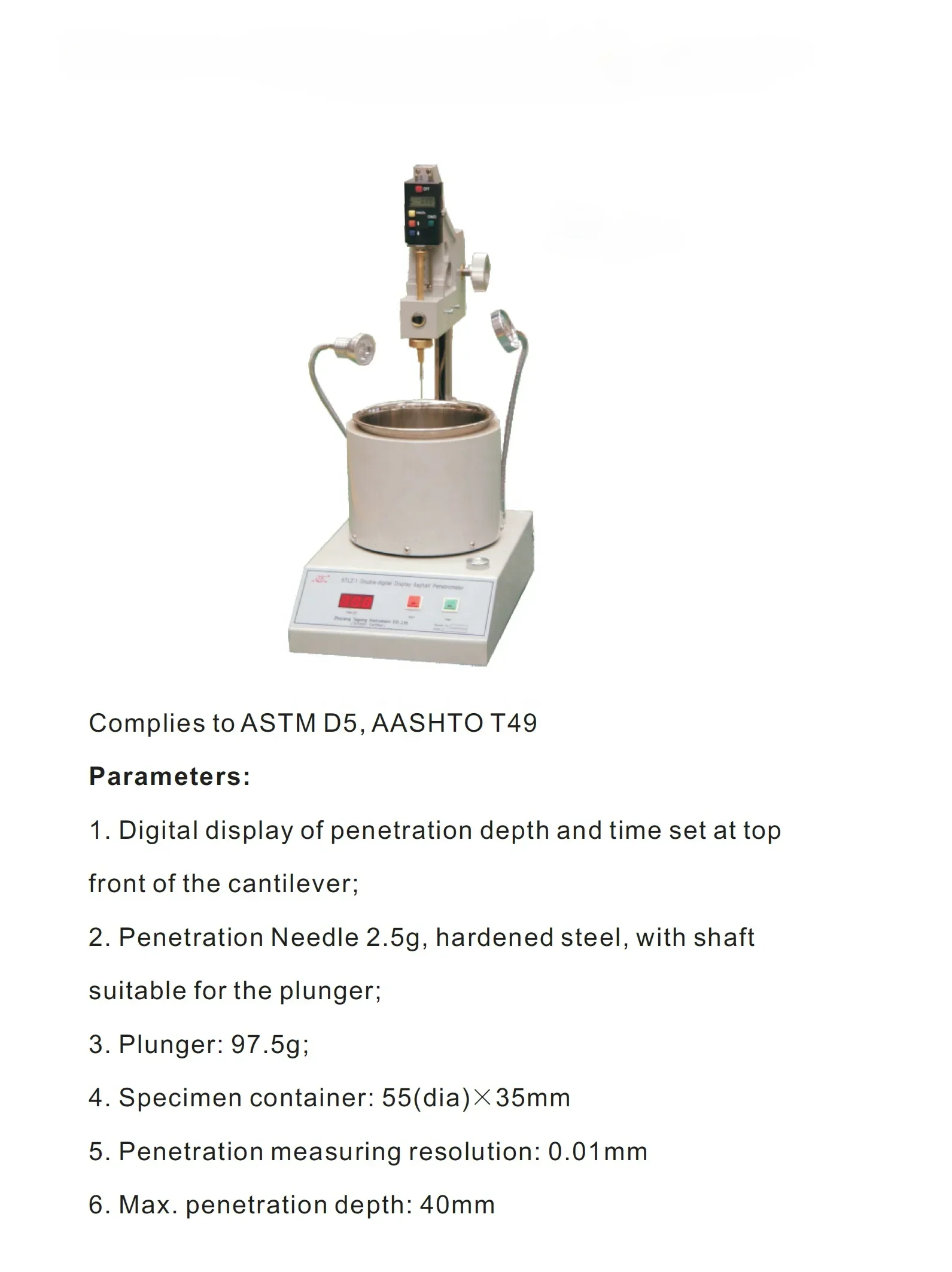 STLZ-1 Double-digital Display Penetrometer Bitumen Needle Test Equipment Asphalt Penetration Apparat Simple Operation