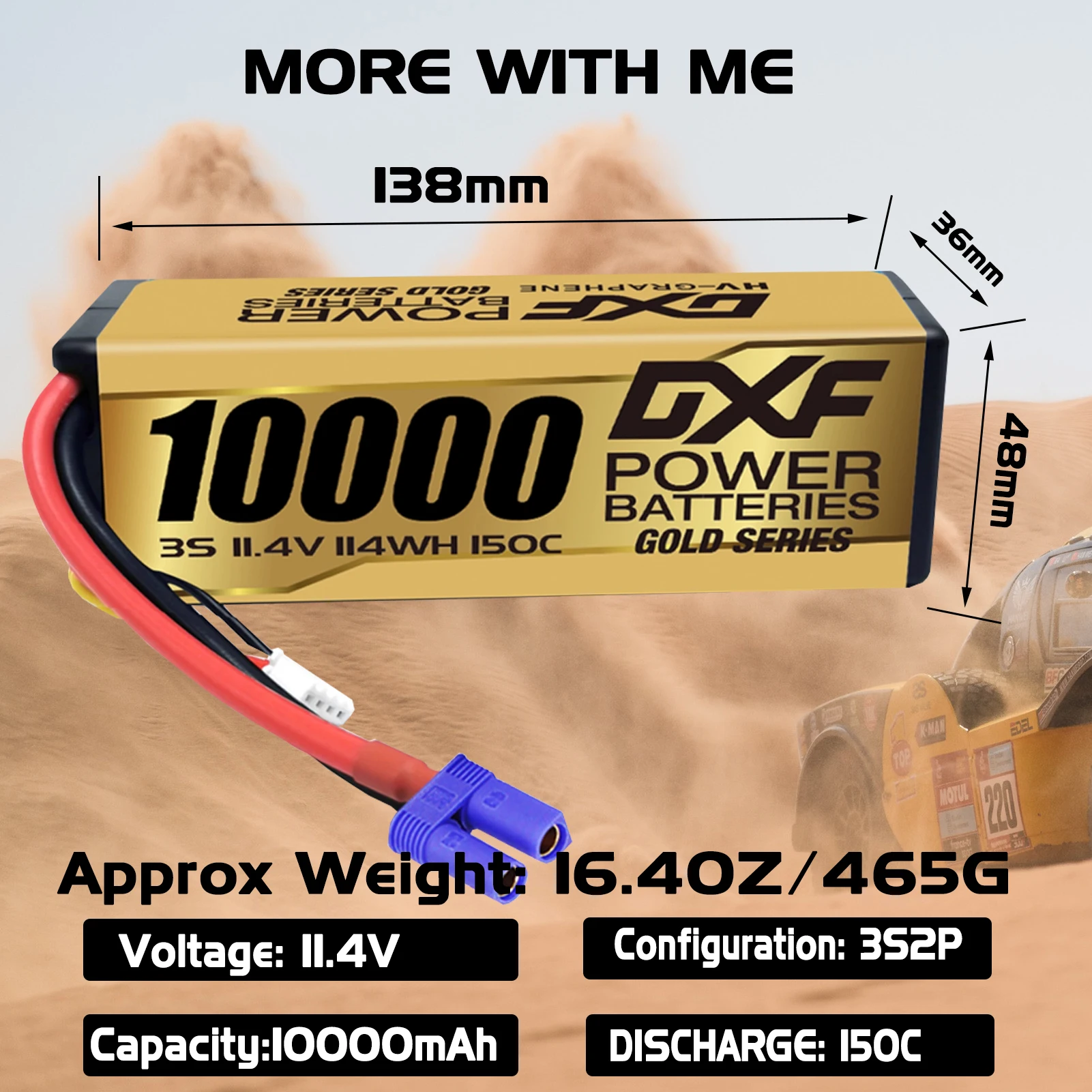 Akumulator Lipo DXF 10000mAh 3S 11.4V 150C z wtyczką EC5 XT90, twarda obudowa, do buggy, truggy, pojazdów terenowych, łodzi, samochodów, ciężarówek, wyścigów, helikopterów 1/10