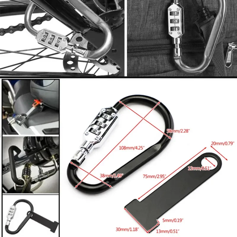 Helmet Lock Quick Release Buckle Fastener + T Bar for Motorcycle Scooter Biker Chrome