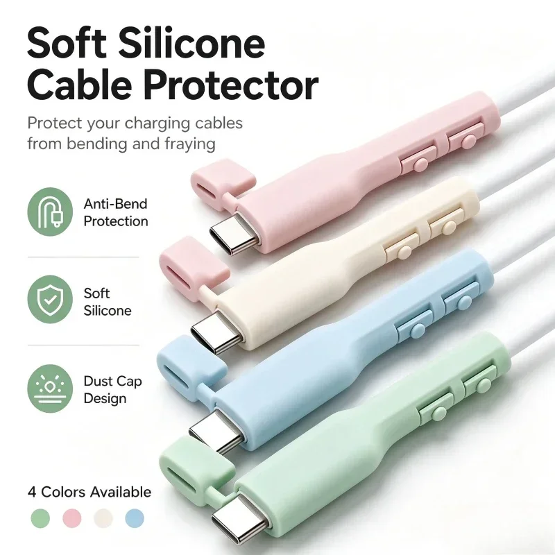 Silicone Charging Cable Protector  Anti‑Break Cord Saver Sleeve for Type‑C Lightning Cable Anti Fray Cable Protection Parts