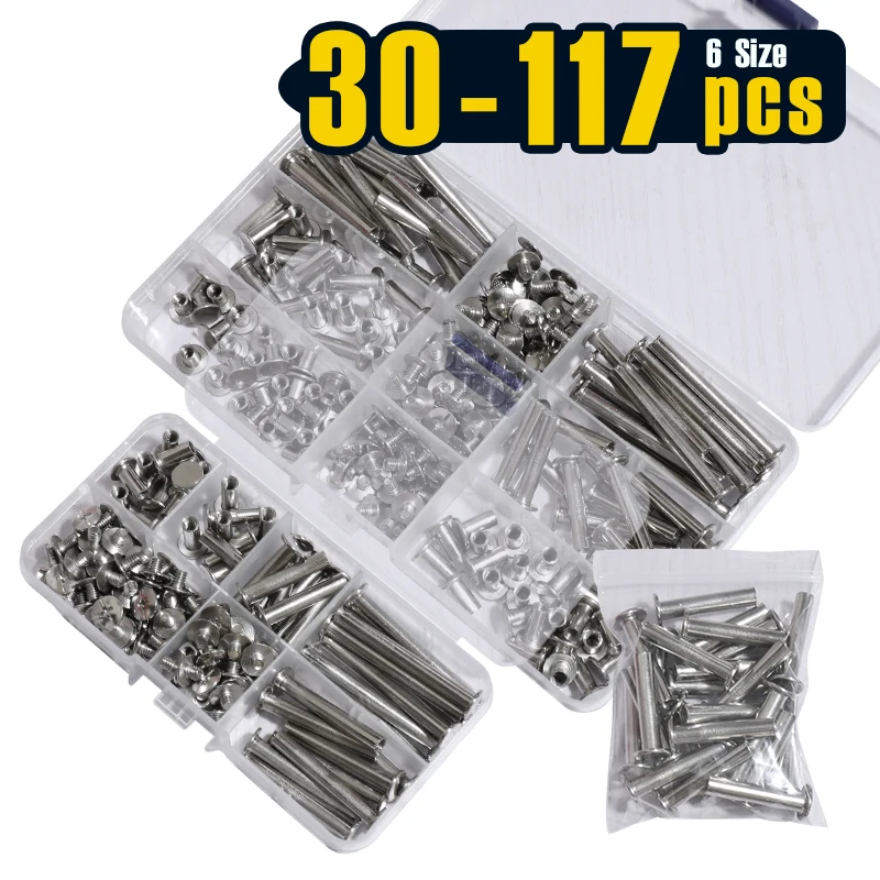 Phillips Chicago Binding Screws Posts,Scrapbook Photo Albums Binding Assorted Kit 6 Sizes for Leather Saddles Purses Belt Repair