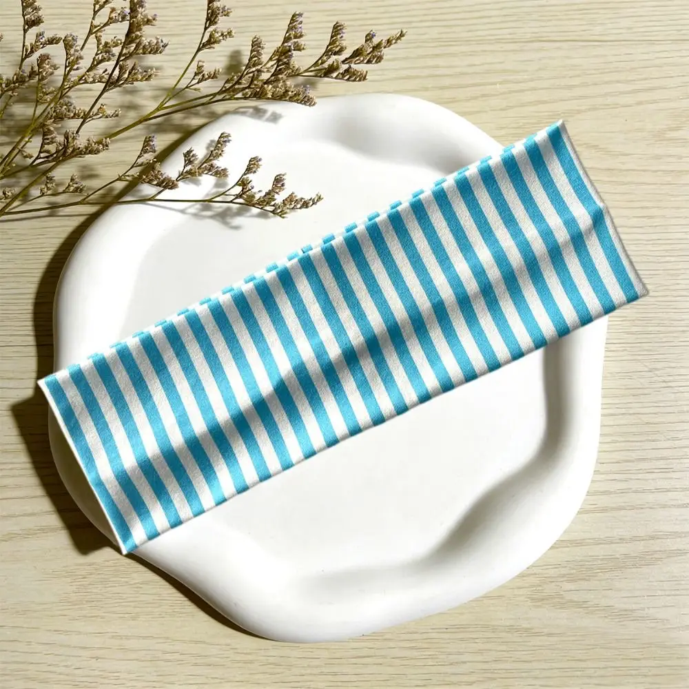 New Sweat Absorbing Stripe Headband Stretchable Polyester Sports Headband Anti-Slip Running Hairband