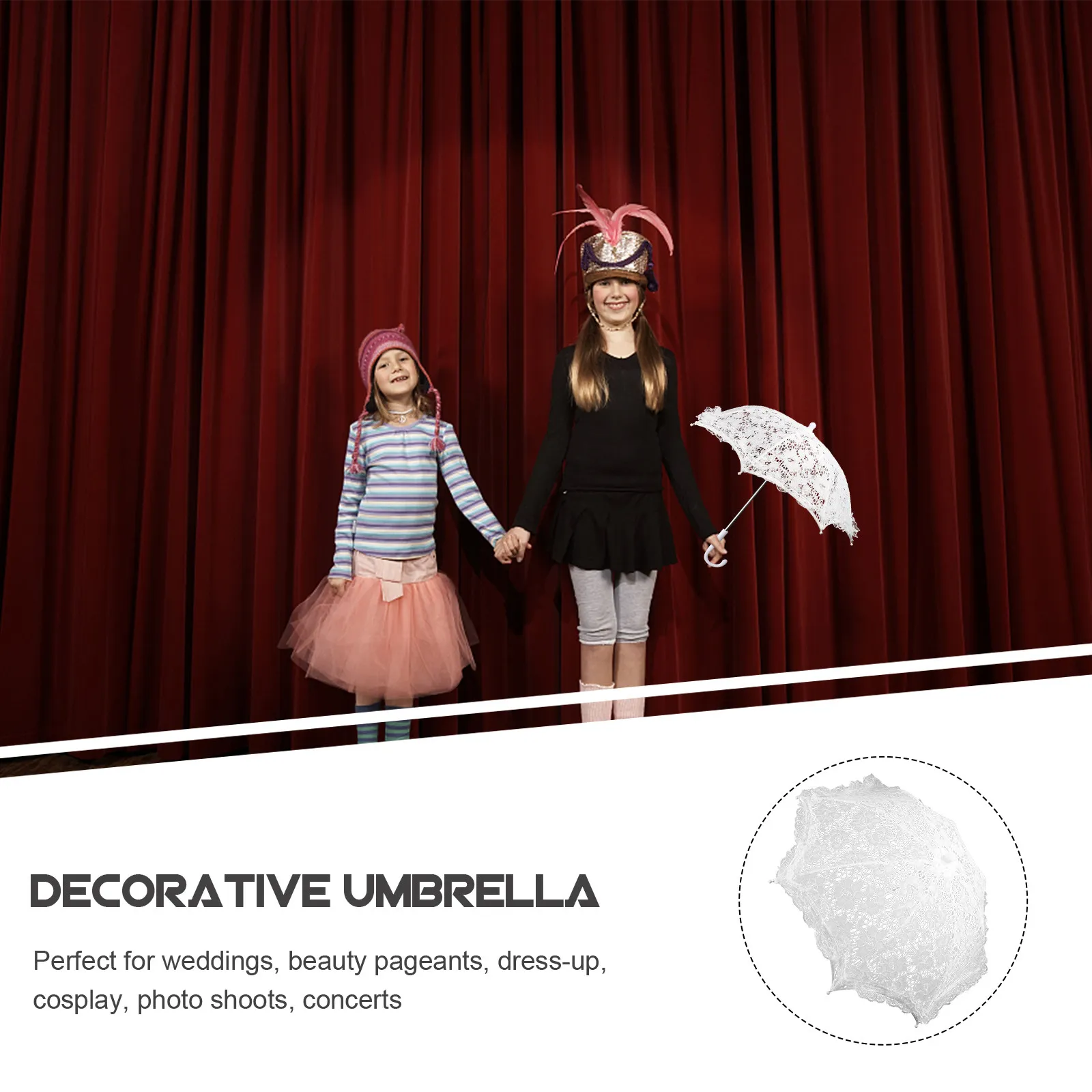White Lace Decorative Umbrella Mini Vintage Style Parasol Performance Bridal Wedding Prop Lace Umbrella