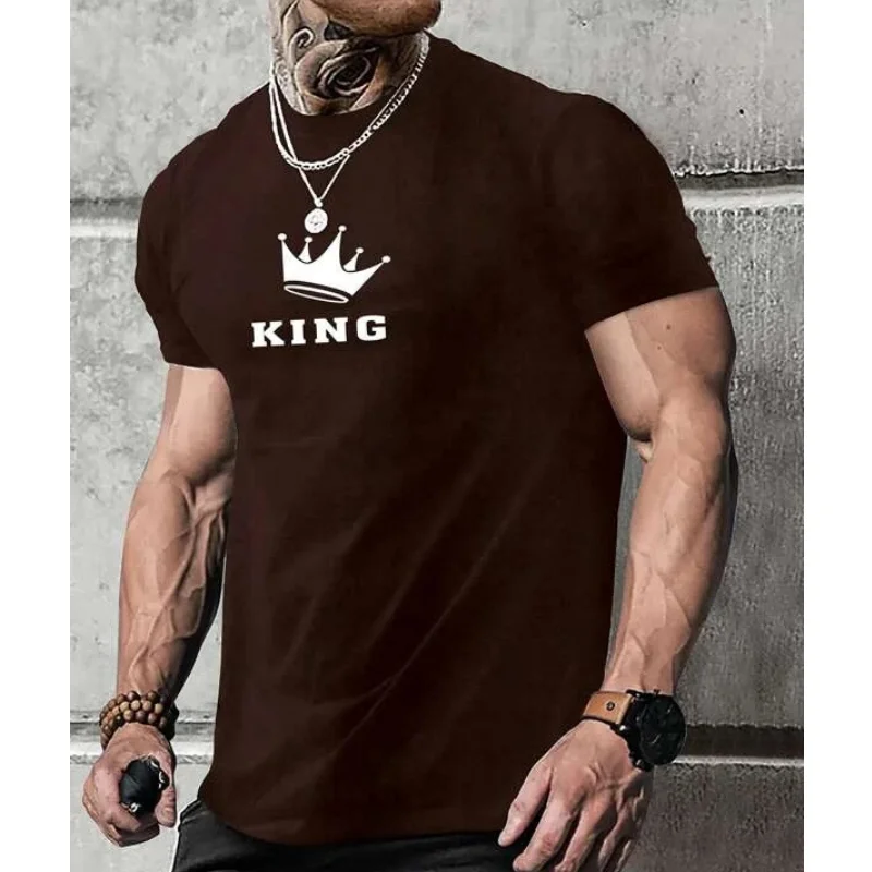 Fashion T-Shirts For Men 3d Letter King Printed Men'S Clothing Casual Short Sleeved Street Harajuku tops Loose Oversized T Shirt